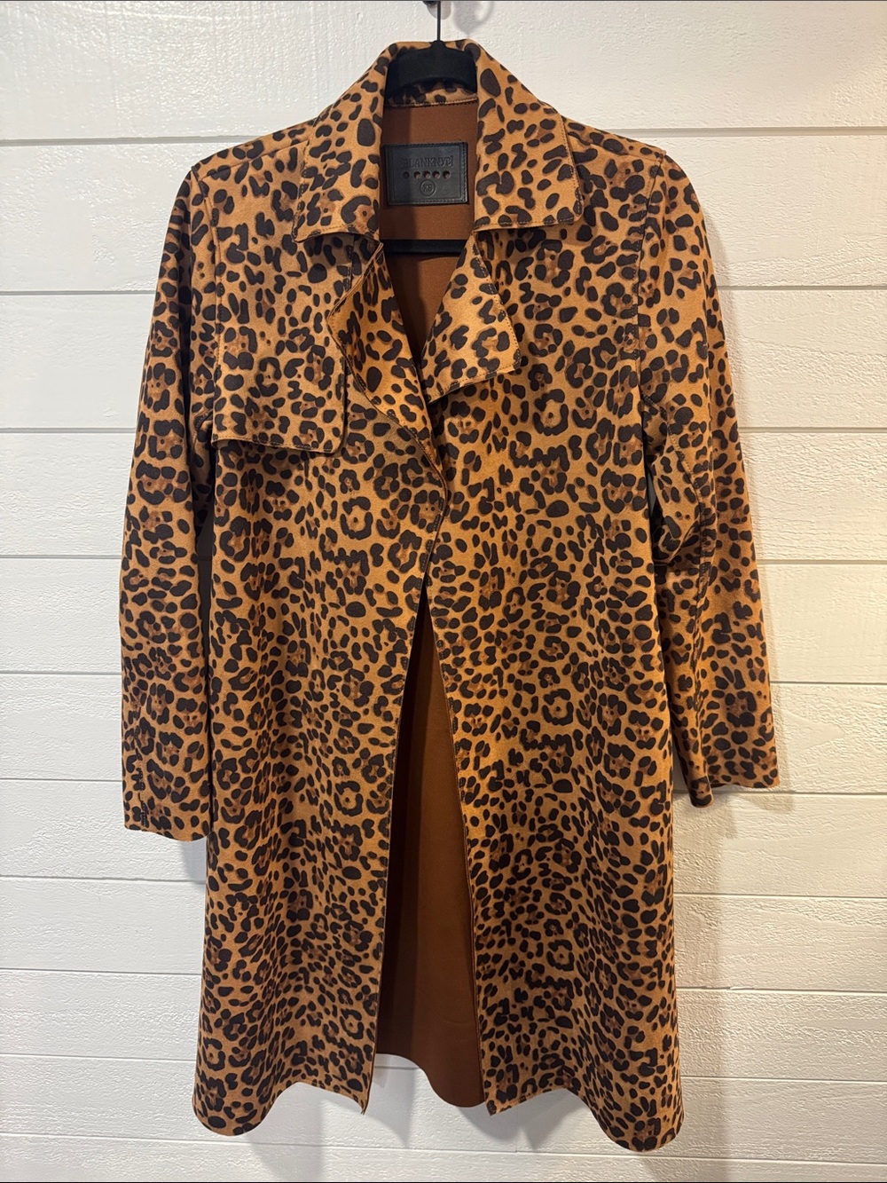BLANKNYC- Leopard Print Women's Open-Front Trench Coat - Brown- XS